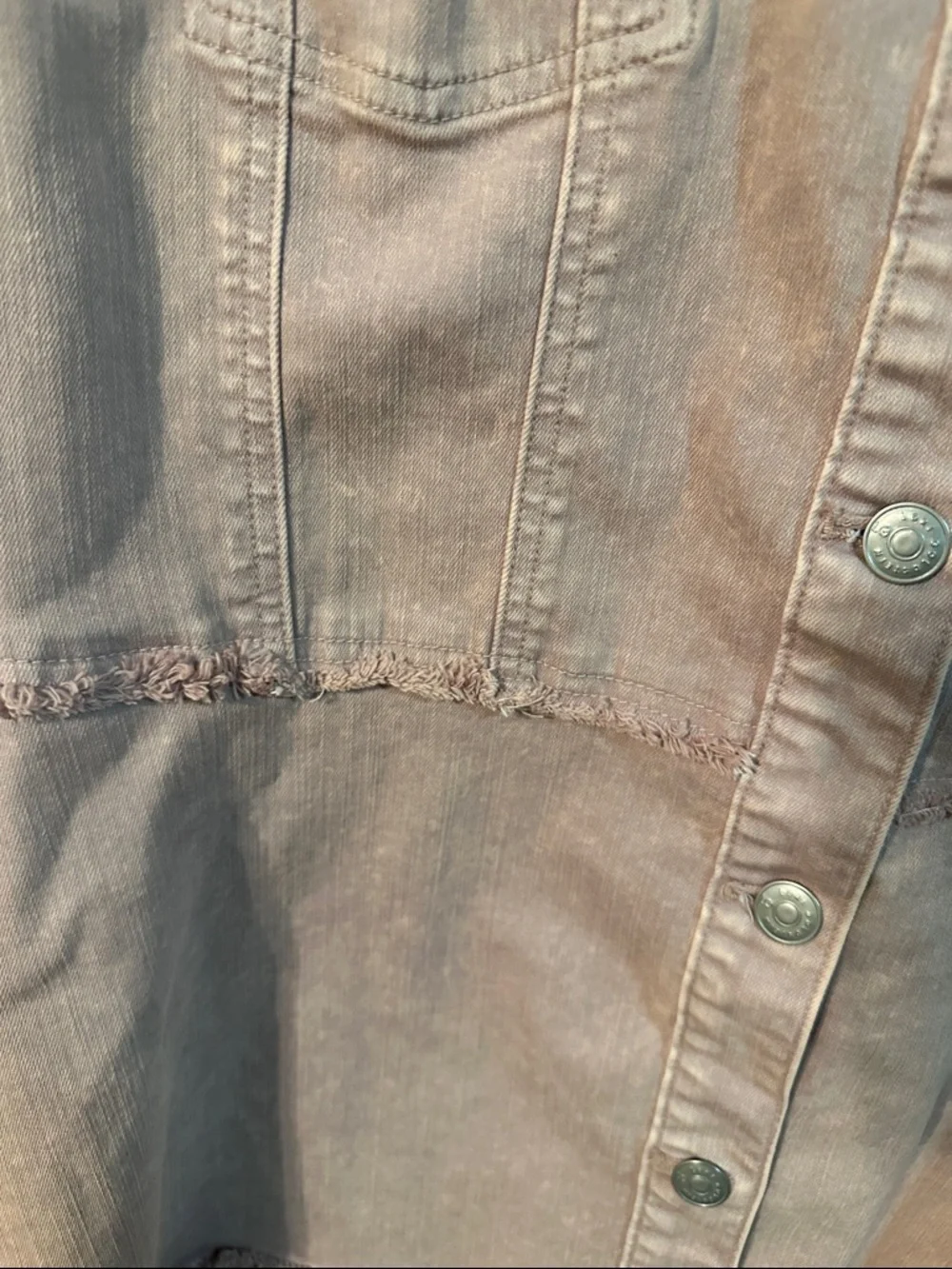 LOGO Denim by Lori Goldstein Light Washed Dusty Mauve Button-Front Denim Shacket